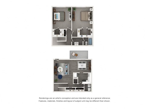 Floor plan for 2 beds, 1.5 baths, 1169 sqft